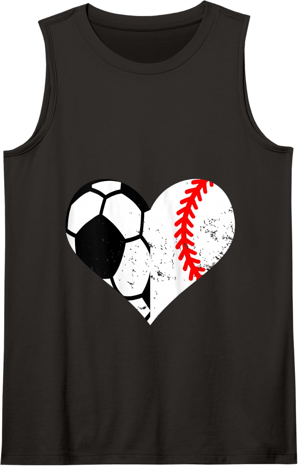 Soccer Baseball Heart Funny Soccer Baseball Mom Tank Top - Black