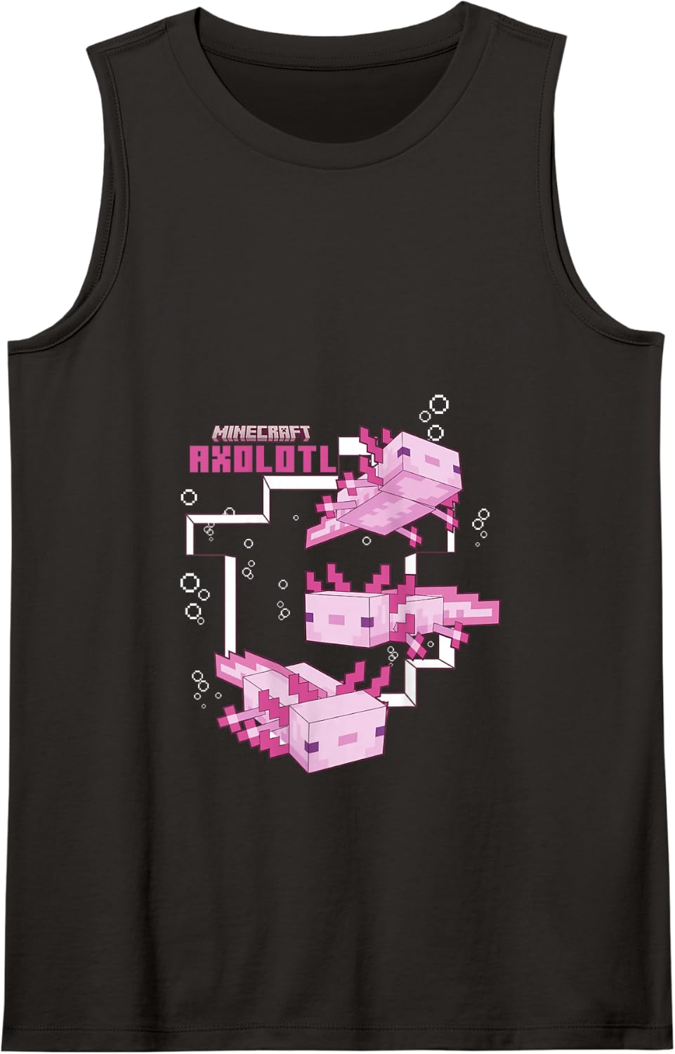 Minecraft Pink Axolotl Pond Tank Top - Black