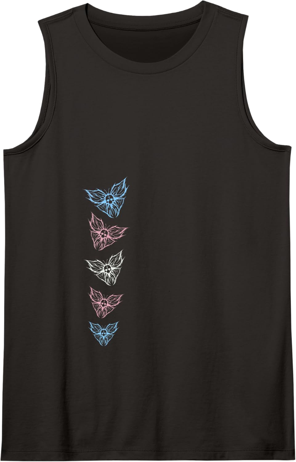 Subtle Transgender FTM MTF Goth Butterfly, Trans Pride Flag Tank Top - Black