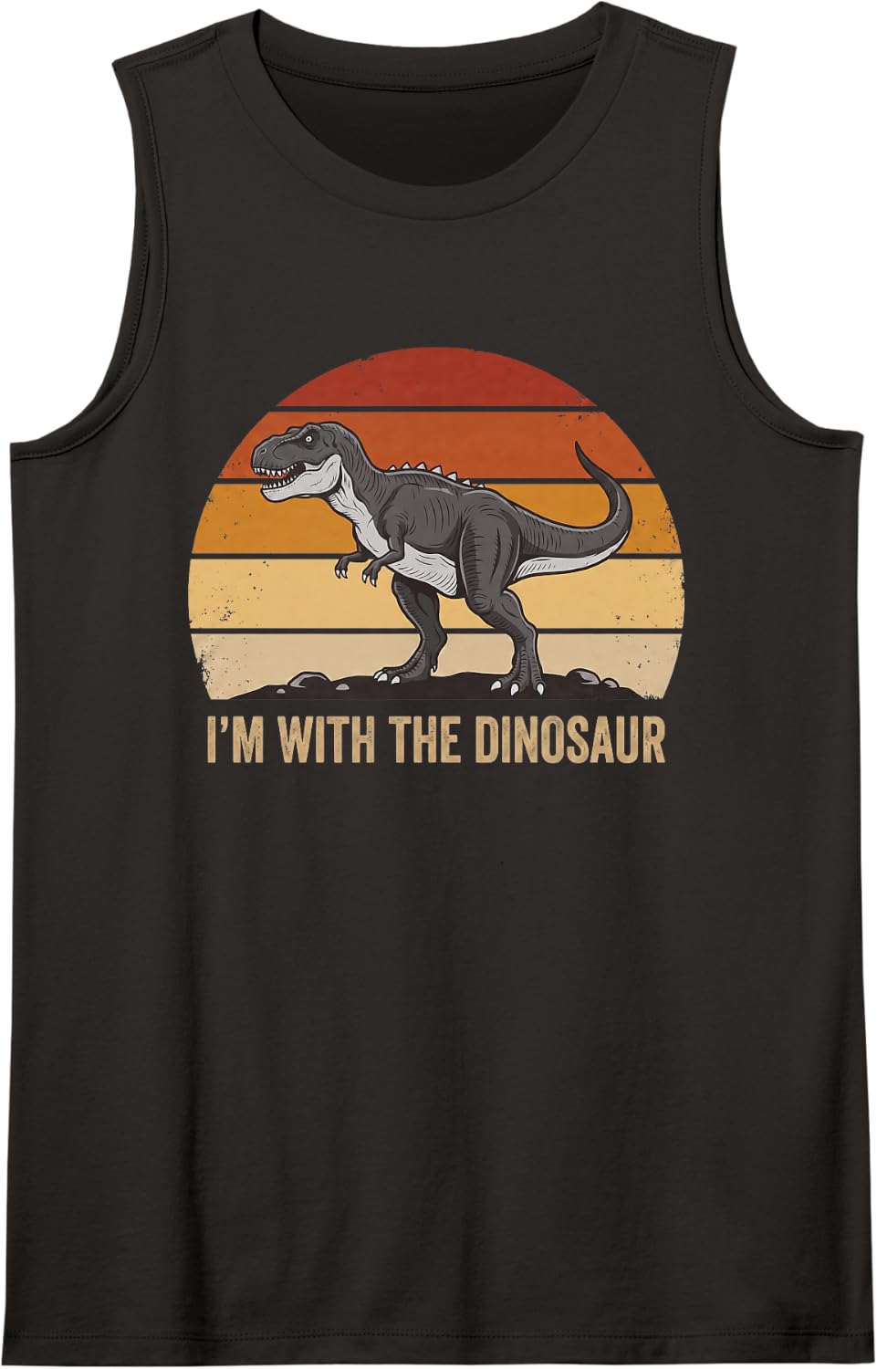 Dinosaur Costume I'm with The Dinosaur Family Halloween Sleeveless Tank Top - Black