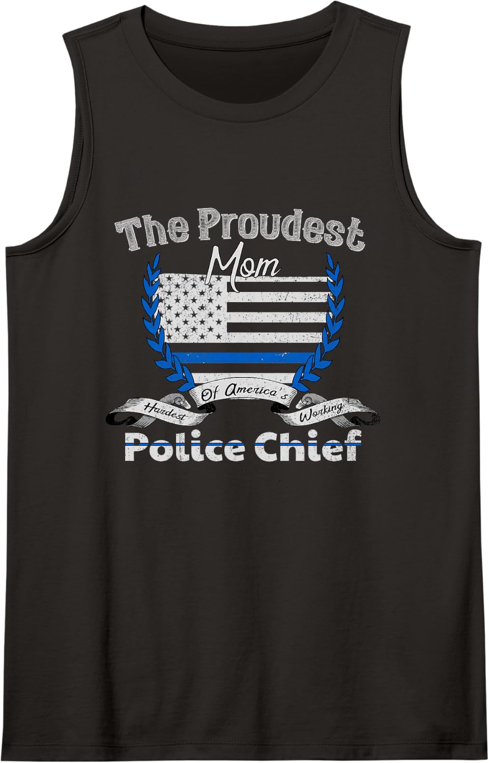 Police Chief Proud Mom Graphic Sleeveless Tank Top - Black