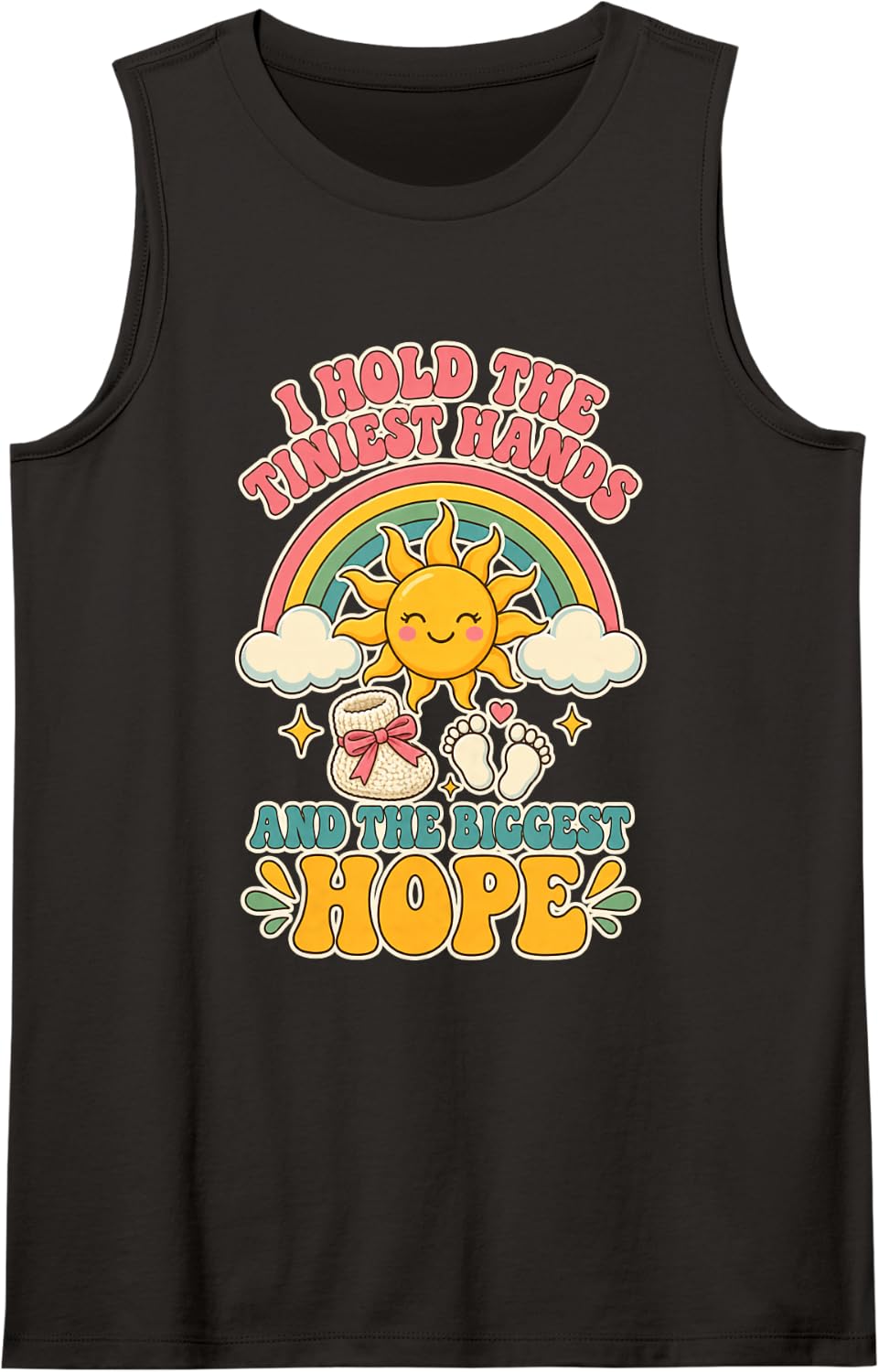 NICU Nurse I Hold The Tiniest Hands Biggest Hope Sleeveless Tank Top - Black
