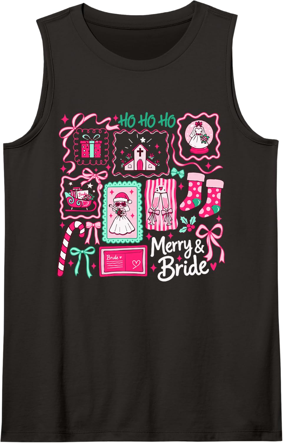 Merry & Bride Christmas Bachelorette Future Mrs. Coquette Sleeveless Tank Top - Black