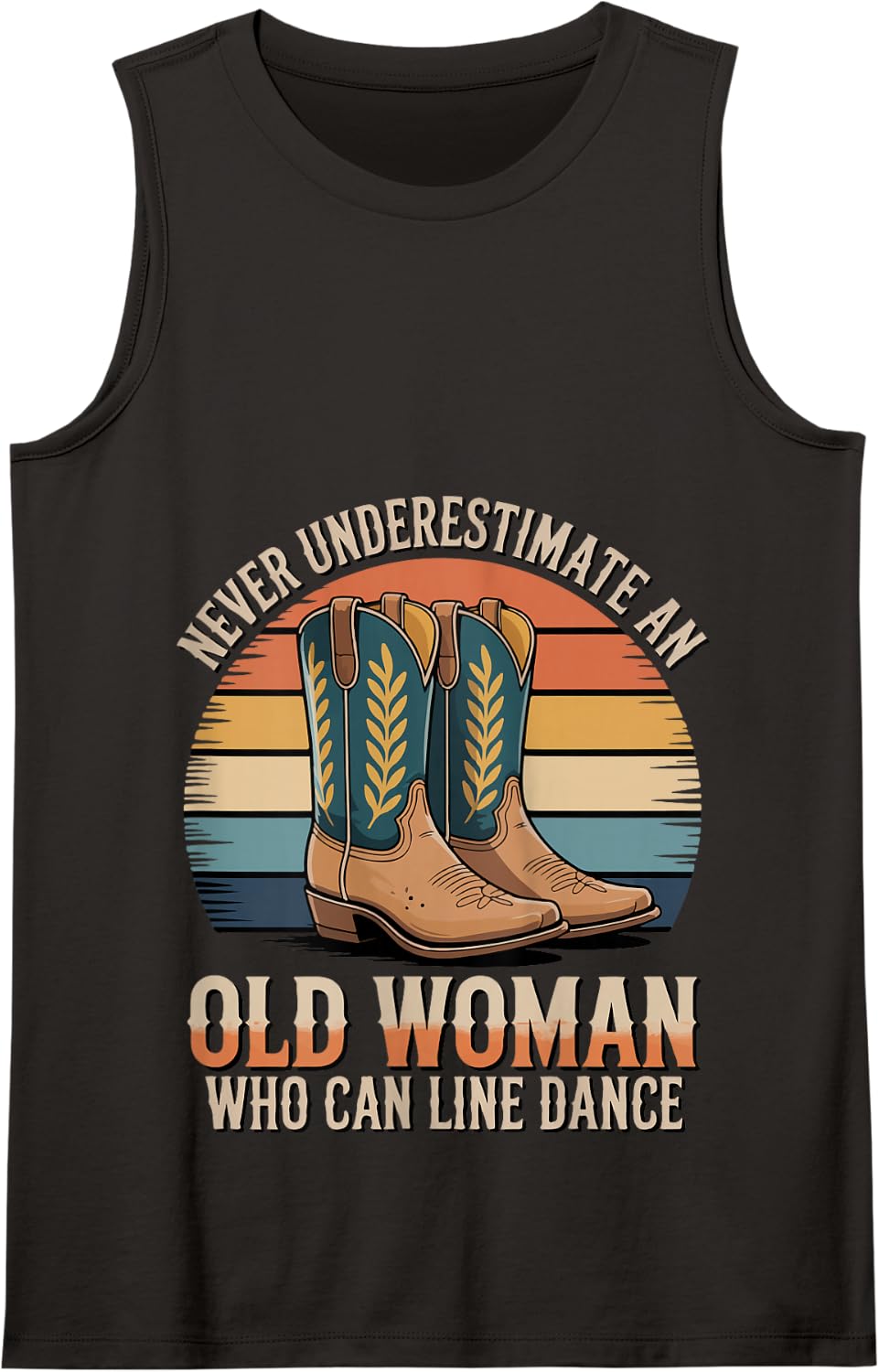 Never Underestimate An Old Woman Who Can Line Dance Tank Top - Black