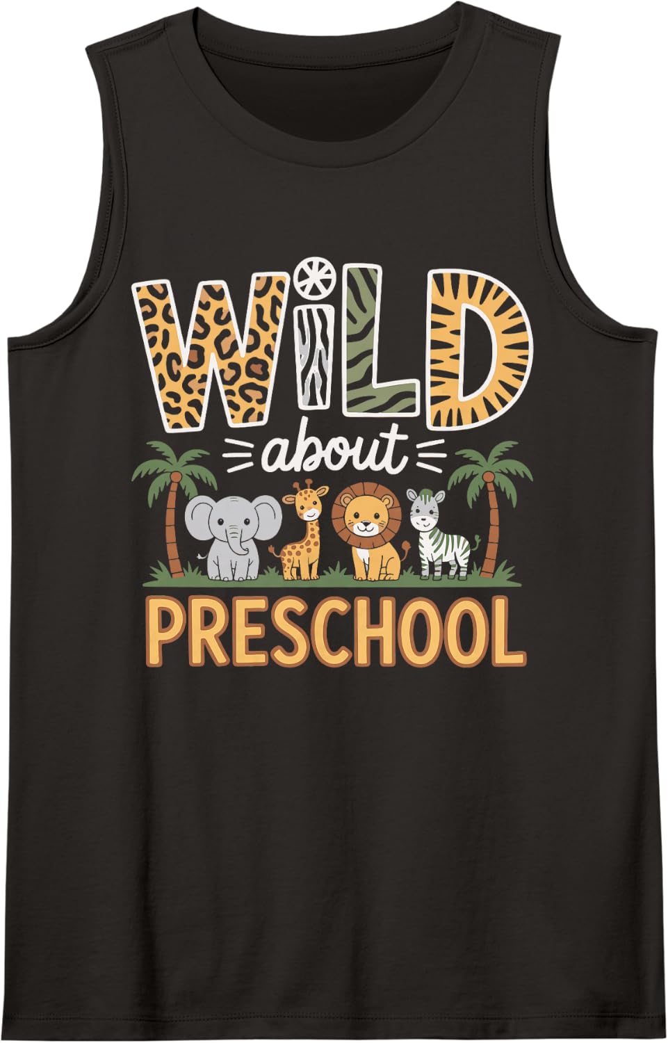 Wild About Pre-K Zoo Animals Zoo for Teachers Students Sleeveless Tank Top - Black