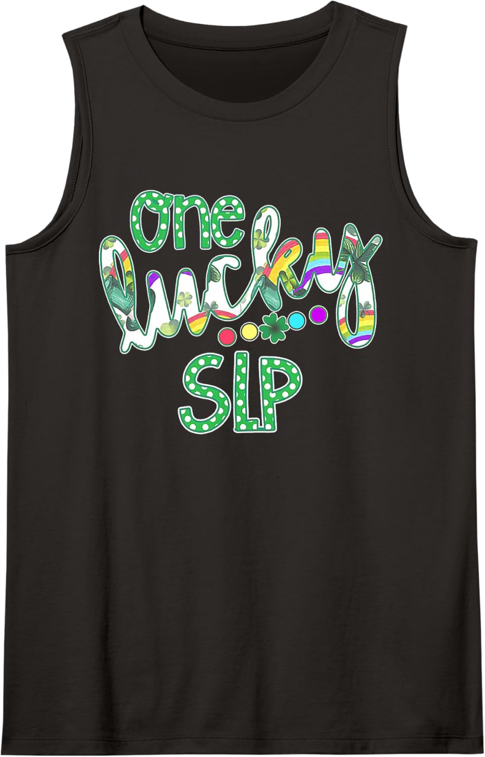 St Patrick's Day One Lucky Speech Language Pathologist SLP Sleeveless Tank Top - Black