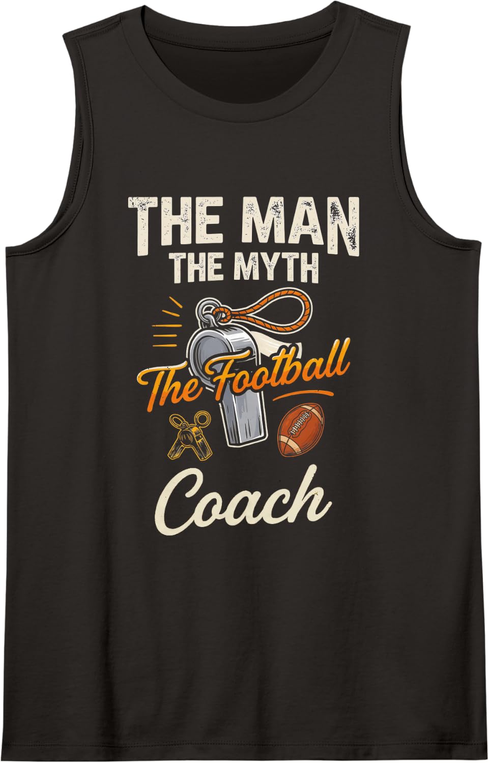 The Man the Myth the Football Coach Gridiron Sleeveless Tank Top - Black
