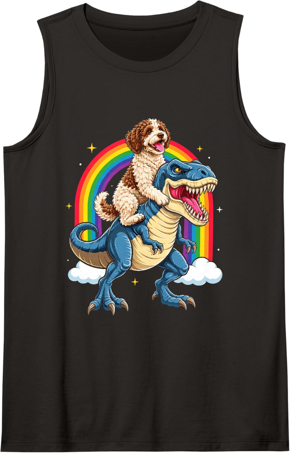 Lagotto Romagnolo Lover Dog Owner Dinosaur Lagotto Romagnolo Sleeveless Tank Top - Black