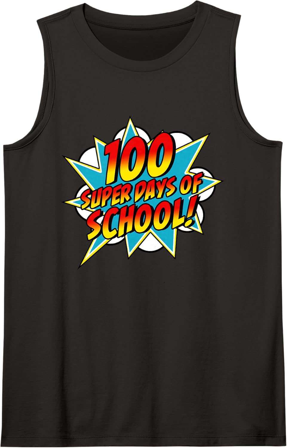 100 Days of School Happy 100th Superhero Teacher Sleeveless Tank Top - Black