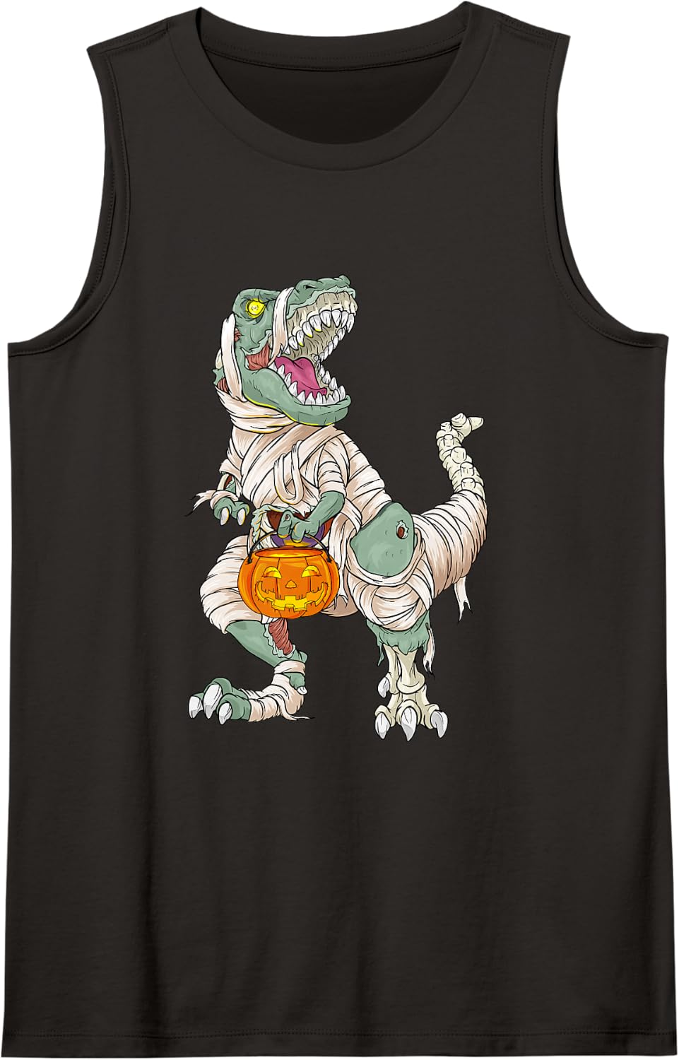 Halloween Dinosaur Spooky Season Prehistoric Creatures Sleeveless Tank Top - Black
