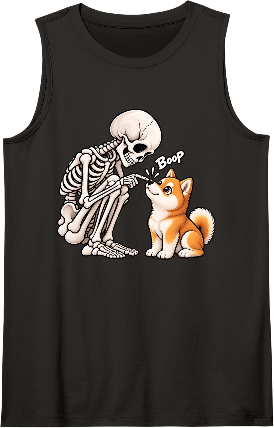 Funny Skeleton Shiba Inu Boop Halloween Dog Lover Mom Sleeveless Tank Top - Black