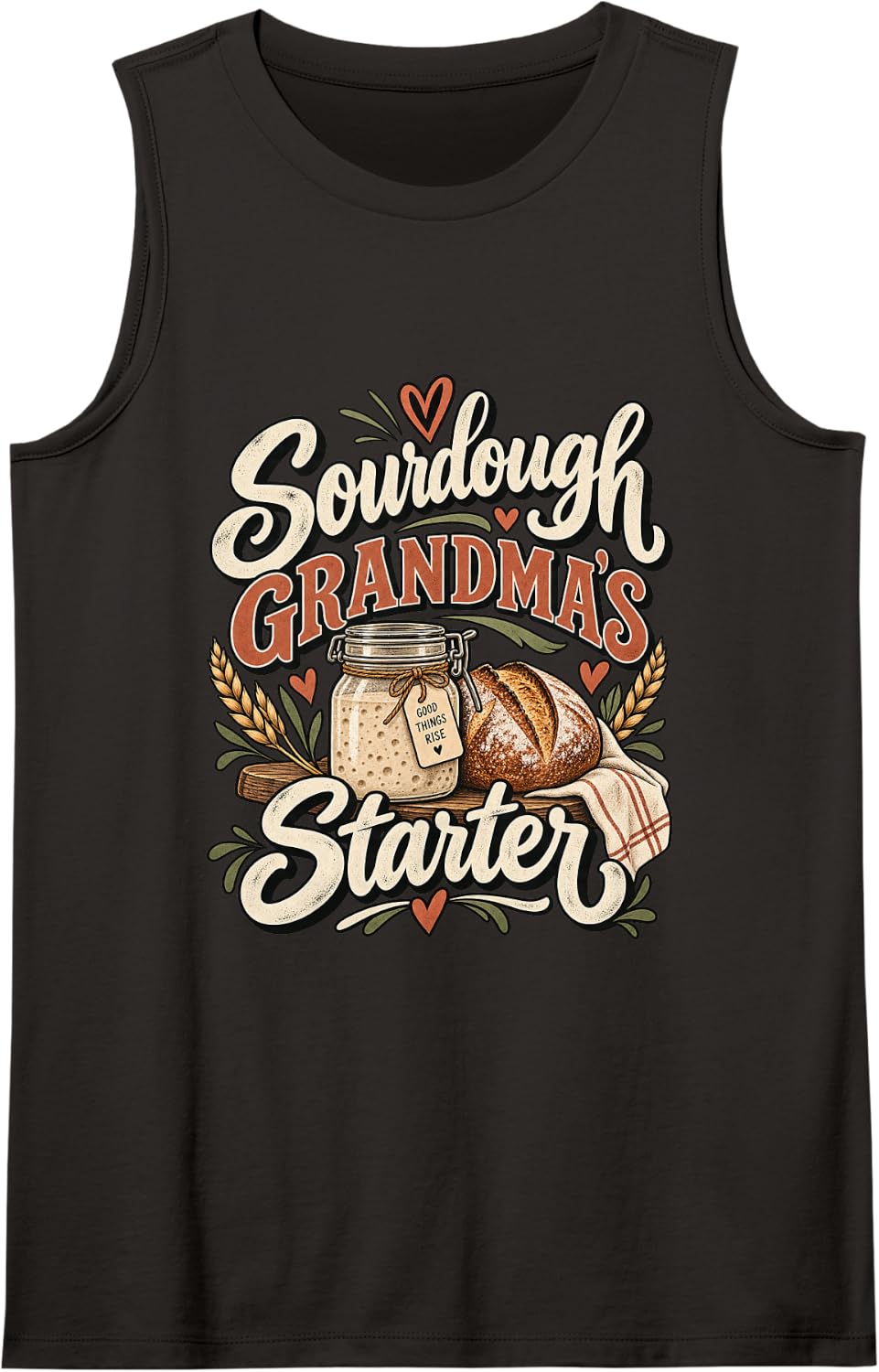 Sourdough Grandma's Starter Funny Bread Baking Sleeveless Tank Top - Black