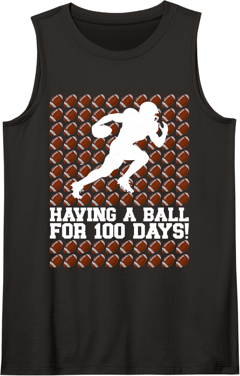 100 Days of School Football Having a Ball 100 Days Smarter Sleeveless Tank Top - Black