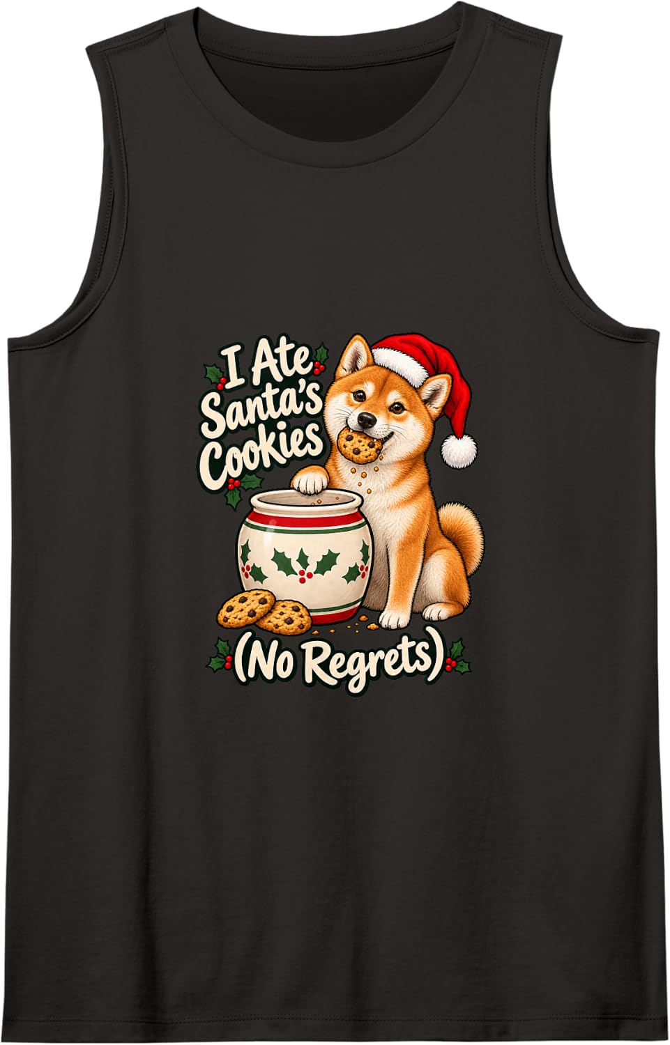 I Ate Santa's Cookies - Shiba Inu Christmas Xmas Dog Mom Sleeveless Tank Top - Black