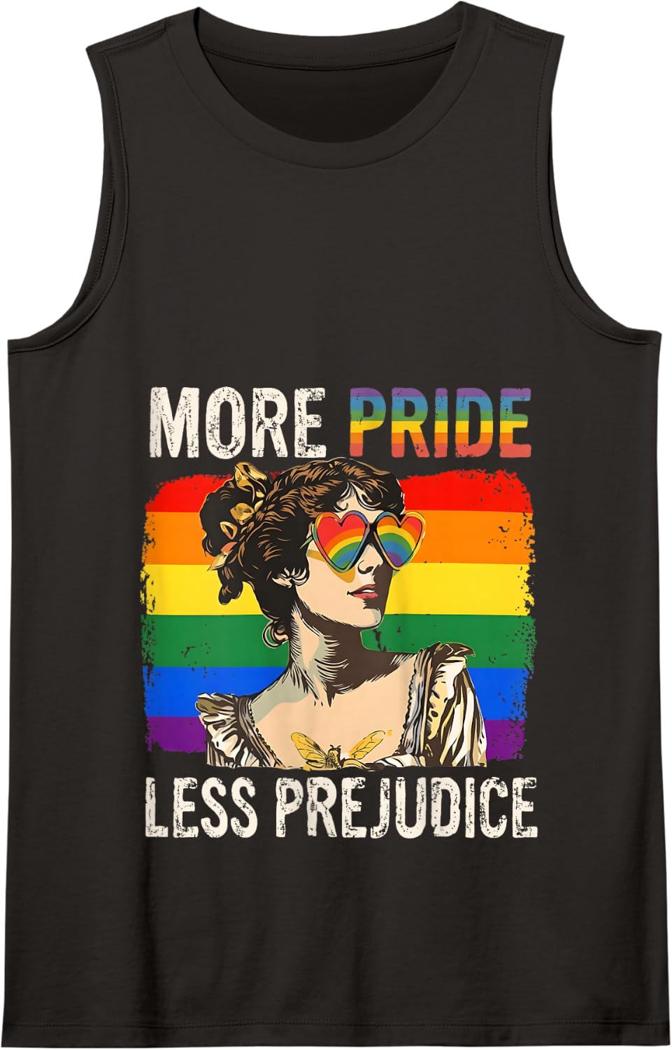 More Pride Less Prejudice LGBTQ Gay Lesbian Pride Month Tank Top - Black