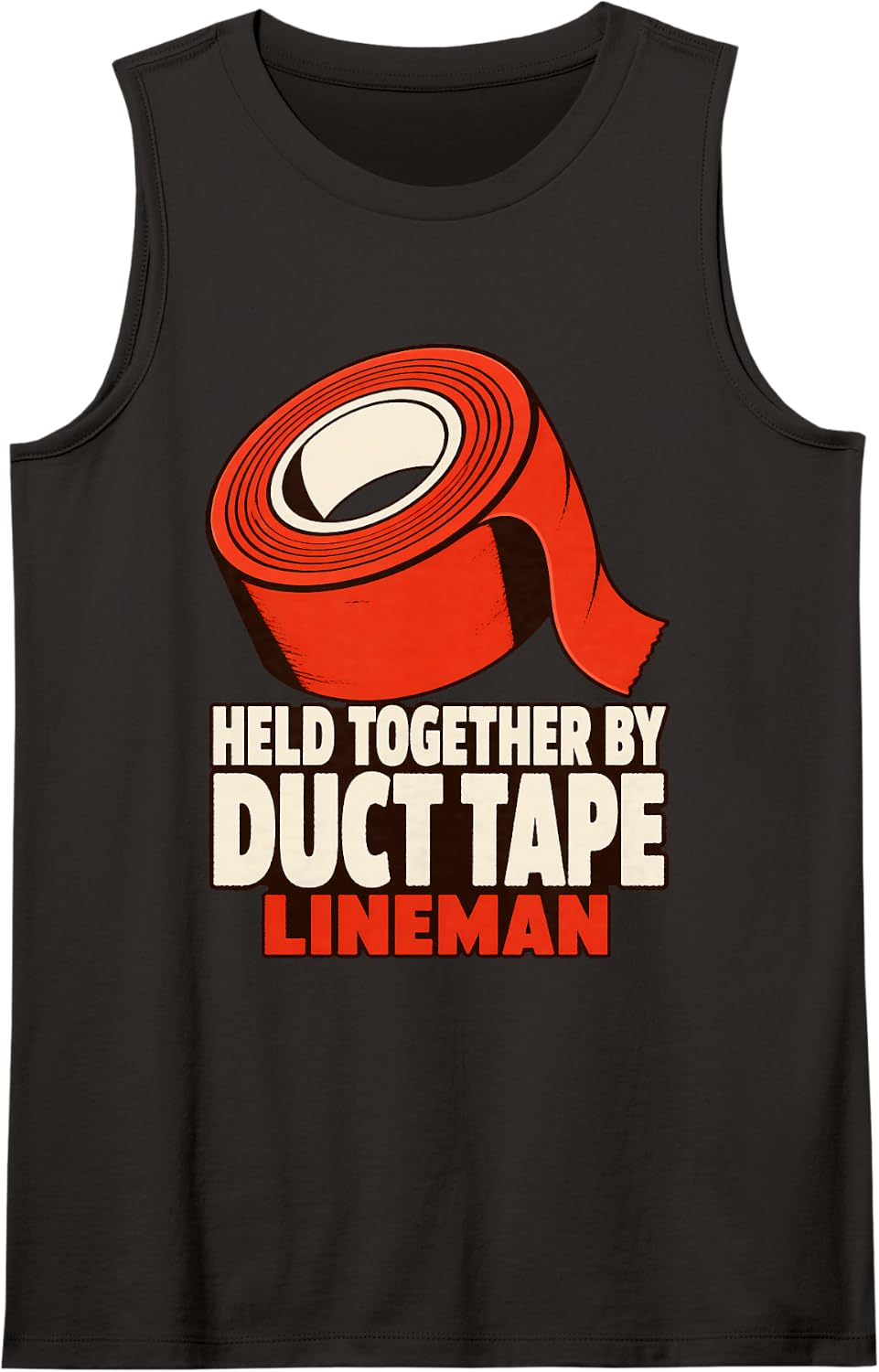 Held Together by Duct Tape Lineman Chaos Halloween Sleeveless Tank Top - Black