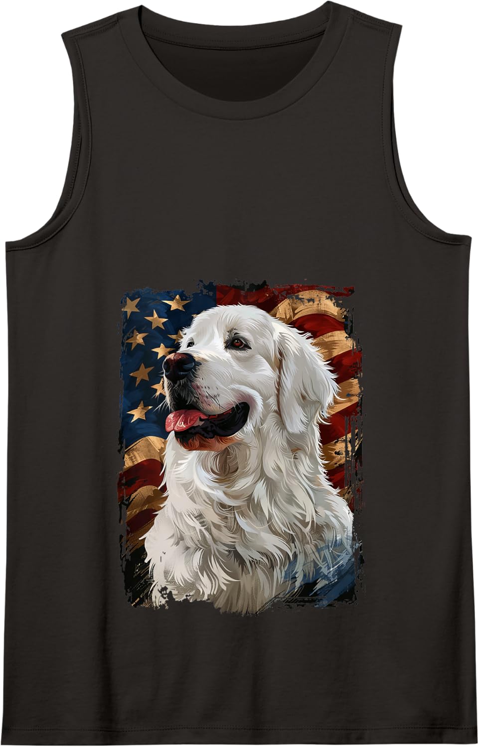 Great Pyrenees American Flag Tank Top - Black