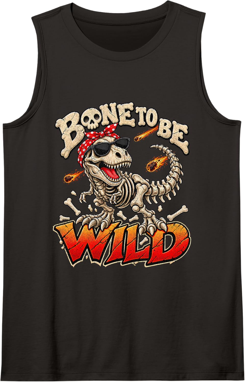 Funny T Rex Skeleton Dinosaur Bones Girls Mom Women Sleeveless Tank Top - Black