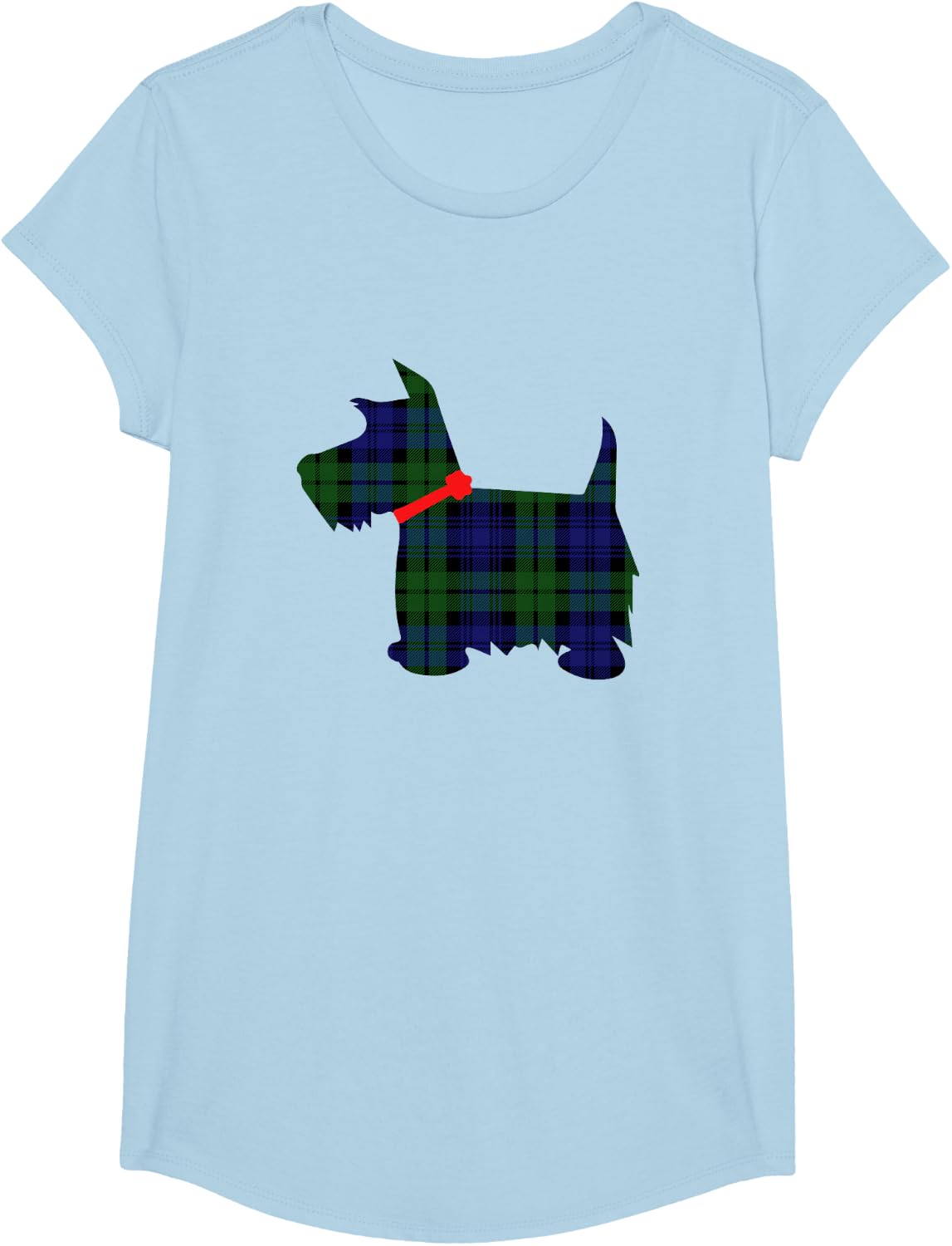 Scottie Dog Scottish Terrier Clan Campbell Tartan T-Shirt - Girls Baby Blue
