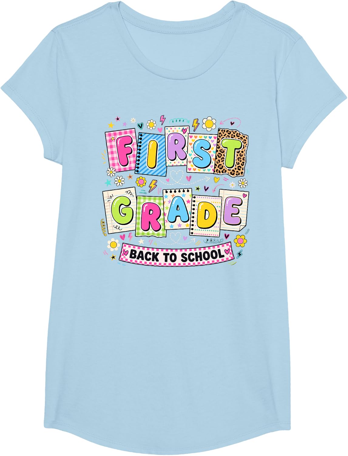 First Grade Back to School First Day of School T-Shirt - Girls Baby Blue