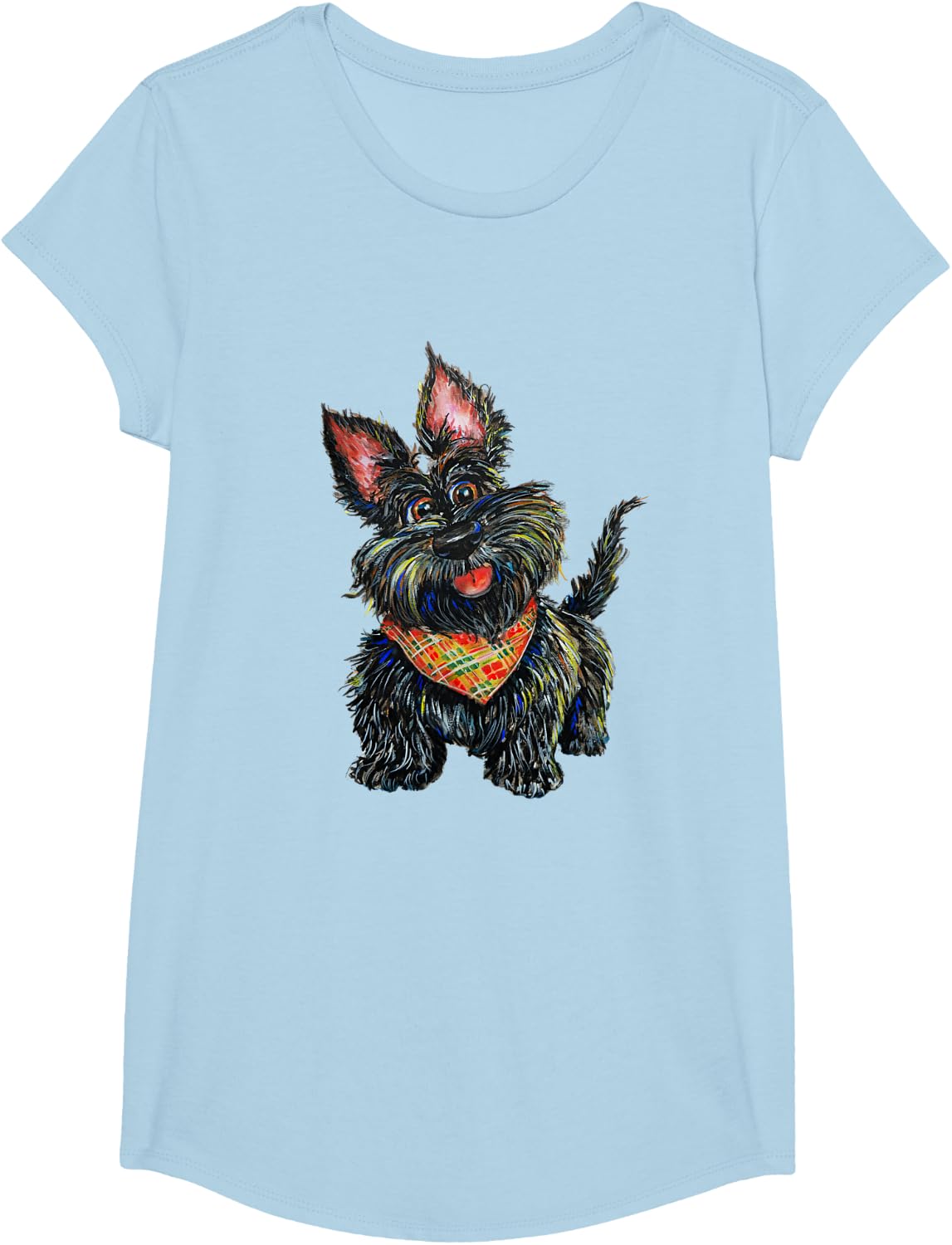 Greyfriars Bobby Edinburgh Hand Drawn Skye Terrier Scotland T-Shirt - Girls Baby Blue