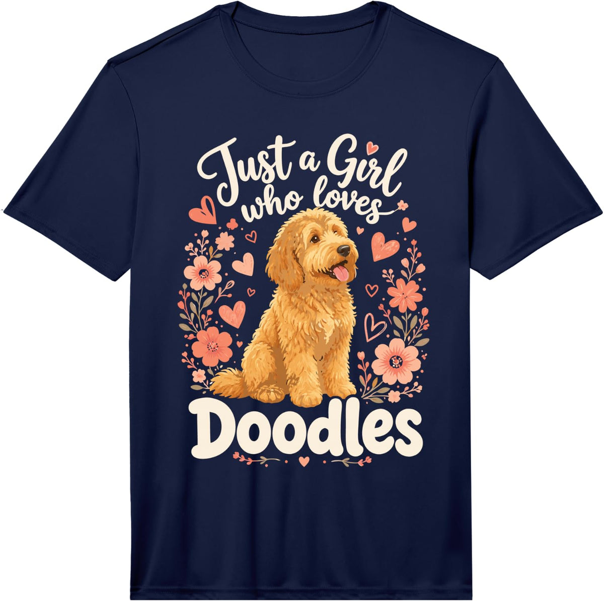 Cute Doodle Girl Labradoodle Mom Performance T-Shirt - Navy Blue
