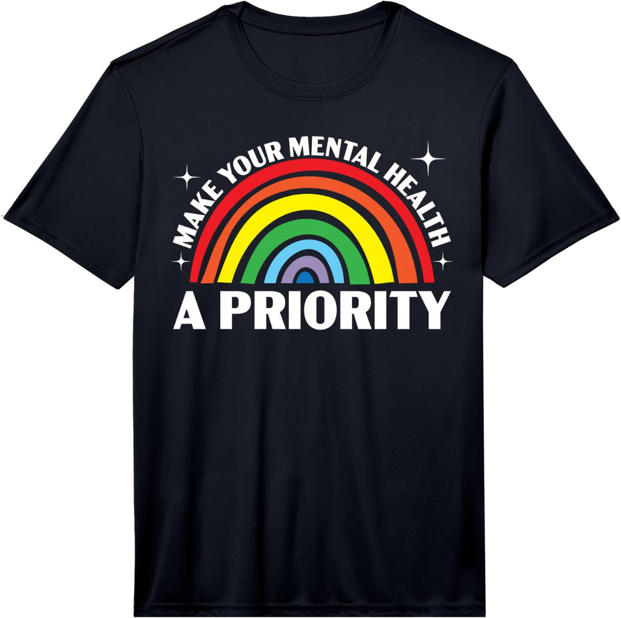 Mens Make Your Mental Health A Priority End The Stigma Supporter Performance T-Shirt - Black