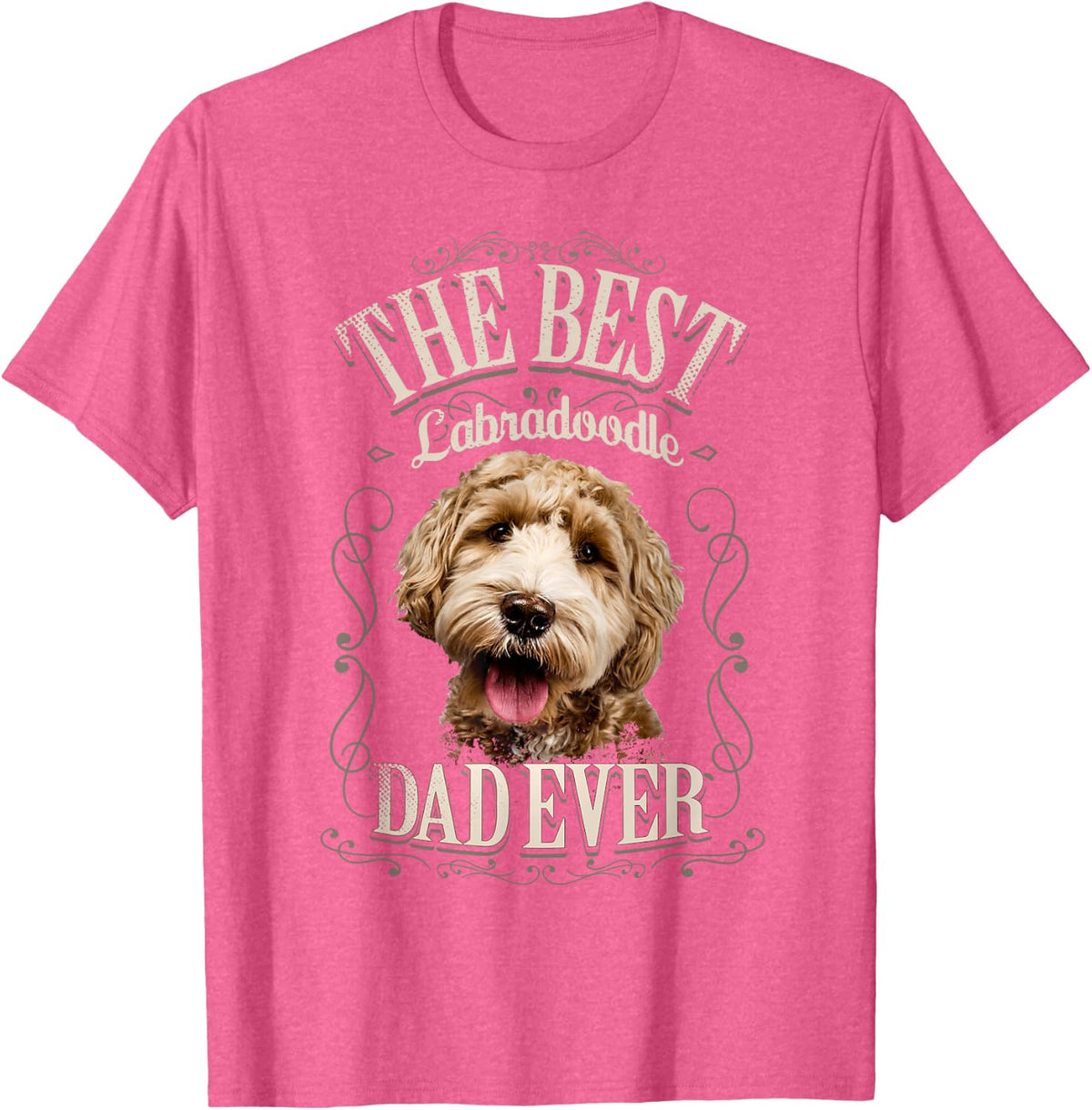 Best Labradoodle Dad Ever Hungarian Dog Vintage Gifts T-Shirt - Pink Heather