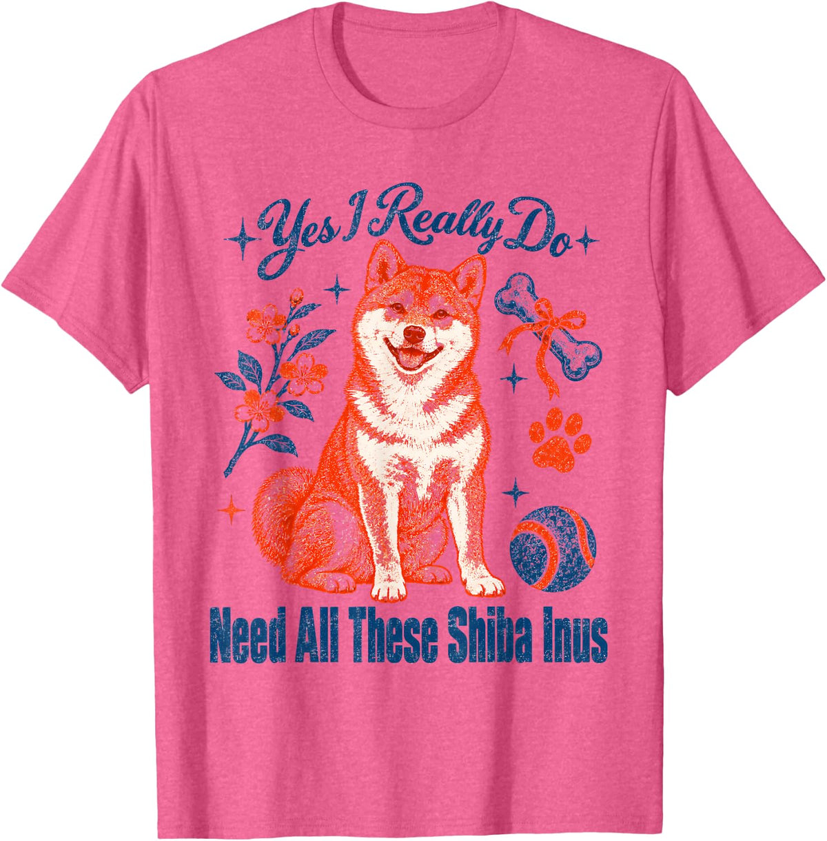 Yes I Really Do Need All These Shiba Inus Dog T-Shirt - Pink Heather