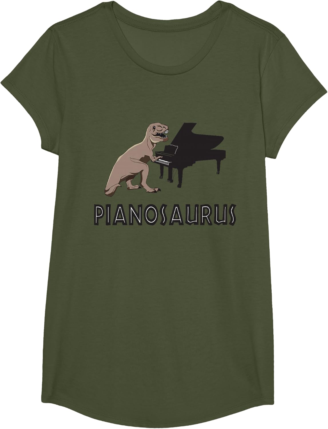 Funny Piano T-Shirt Pianosaurus Rex Gifts for Piano Players T-Shirt - Girls Olive Green