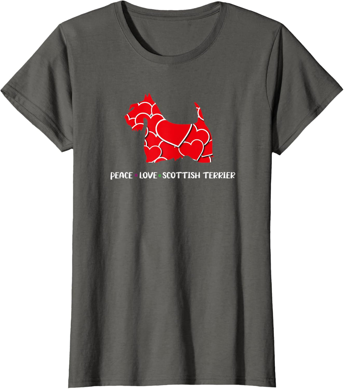 Peace Love Scottish Terrier T-Shirt - Asphalt Grey