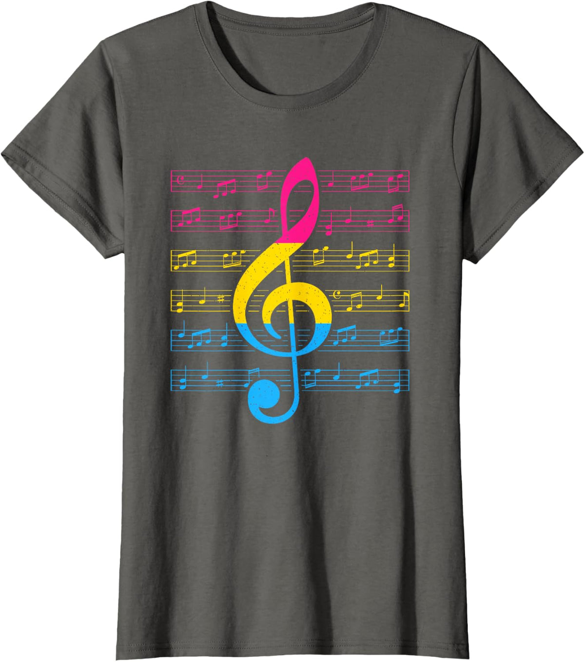 Pansexual Music Pan Pride Musician Pansexuality Rainbow T-Shirt - Asphalt Grey
