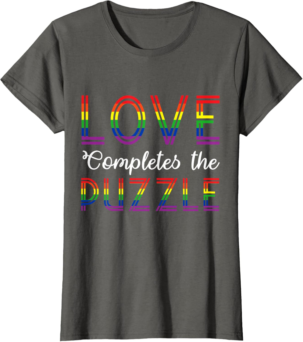 Gay Love Saying Rainbow Pride Flag LGBTQ Cool LGBT Ally Gift T-Shirt - Asphalt Grey