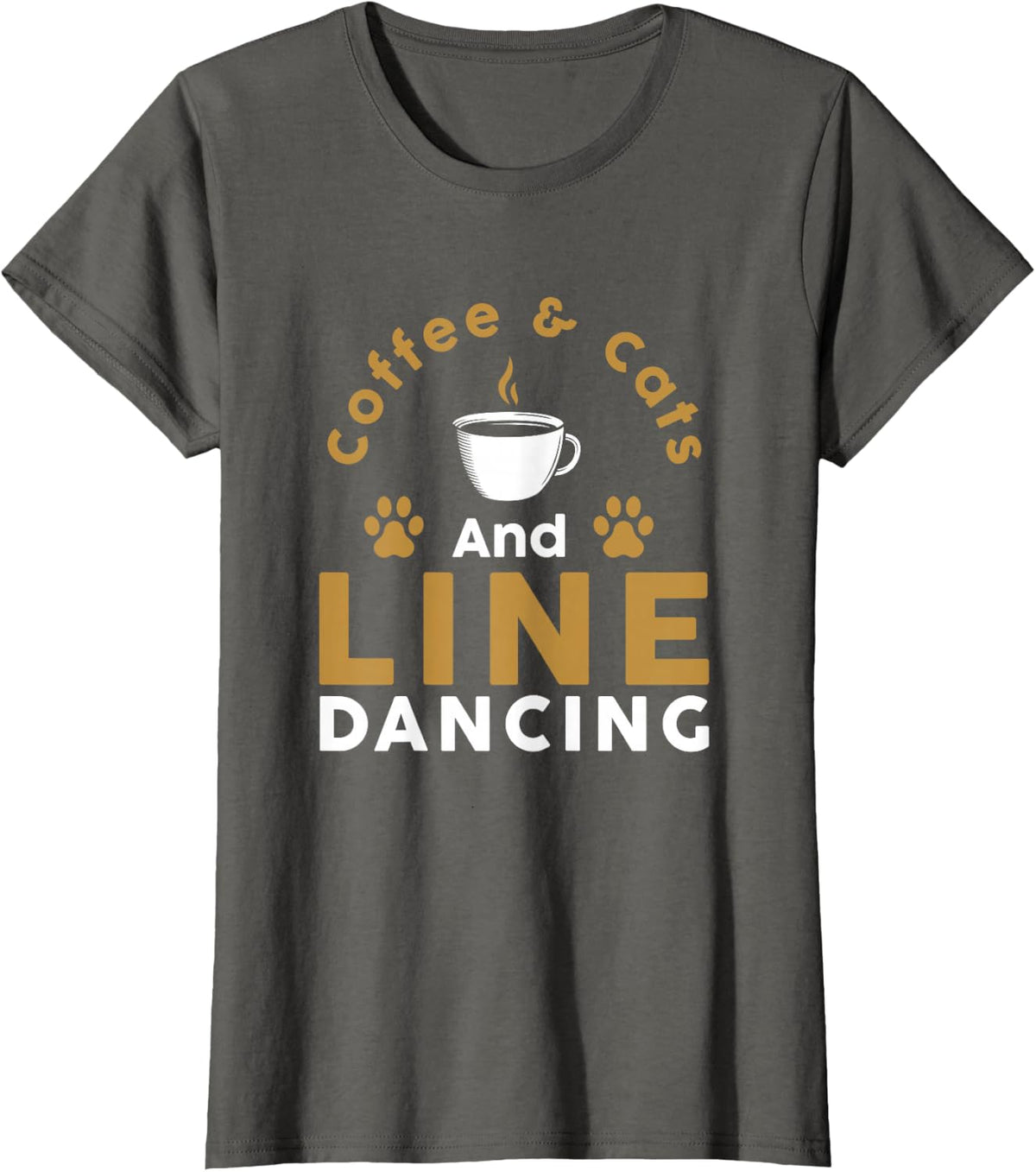 Line Dance Coffee Cats And Line Dancing Country Line Dancer T-Shirt - Asphalt Grey