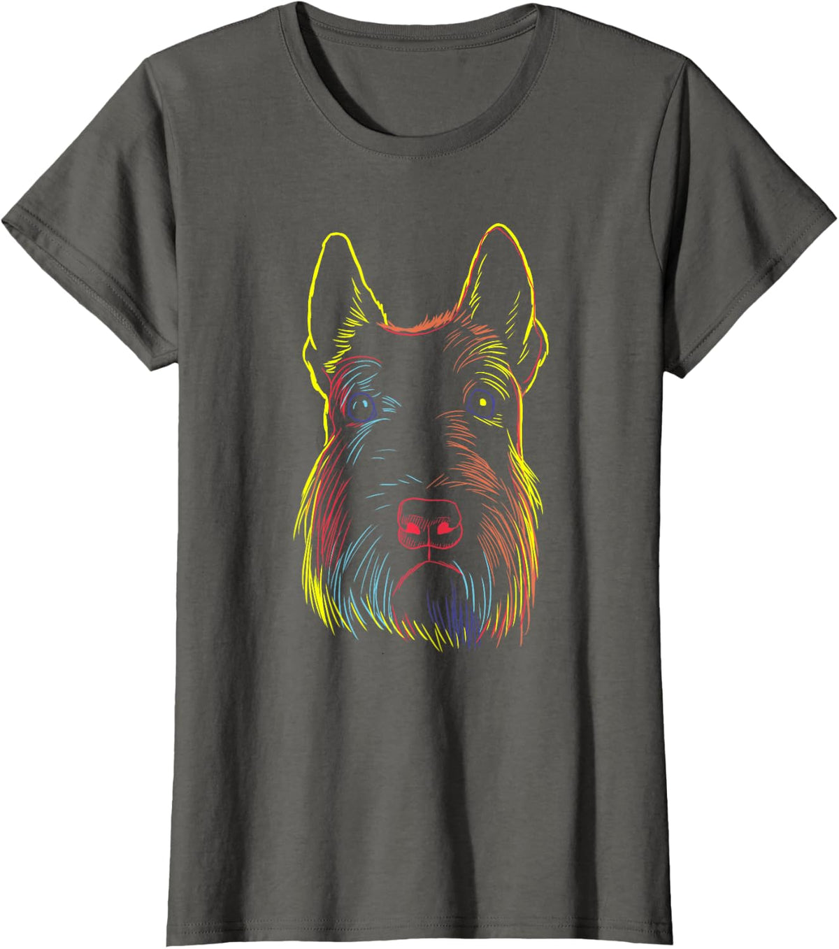 Colourful Scottie Dog Scottish Terrier T-Shirt - Asphalt Grey