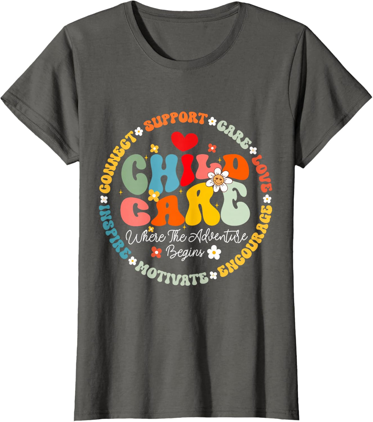 Childcare Where The Adventure Begins Daycare Provider Squad T-Shirt - Asphalt Grey