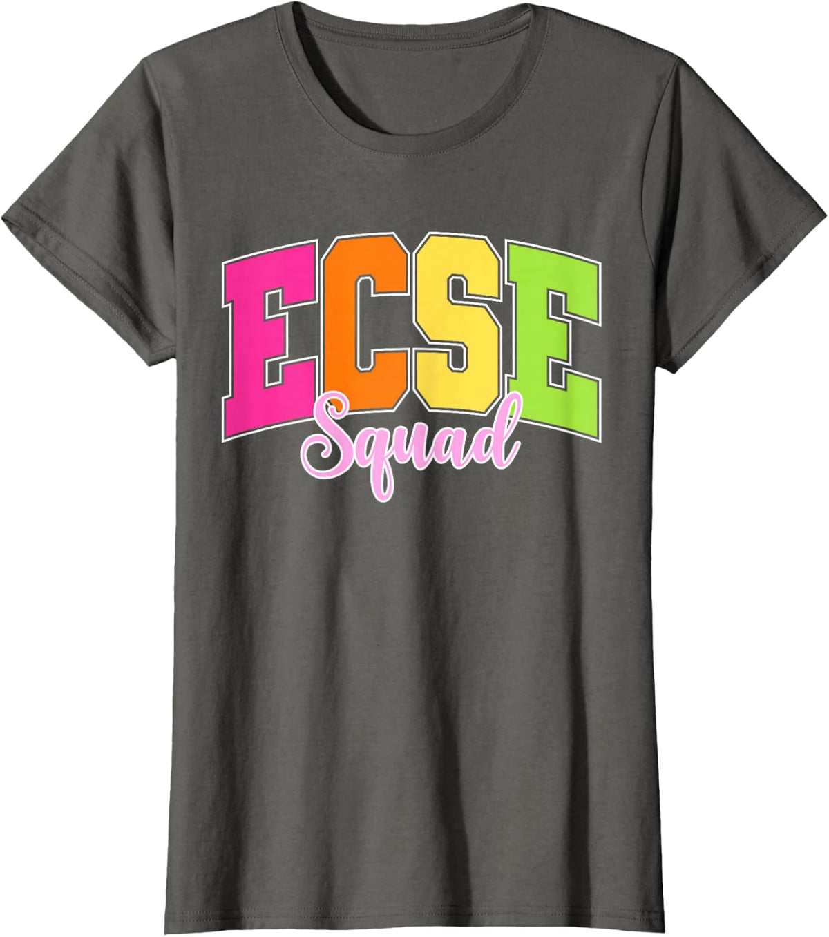ECSE Squad Early Childhood Special Education ECSE Teacher T-Shirt - Asphalt Grey