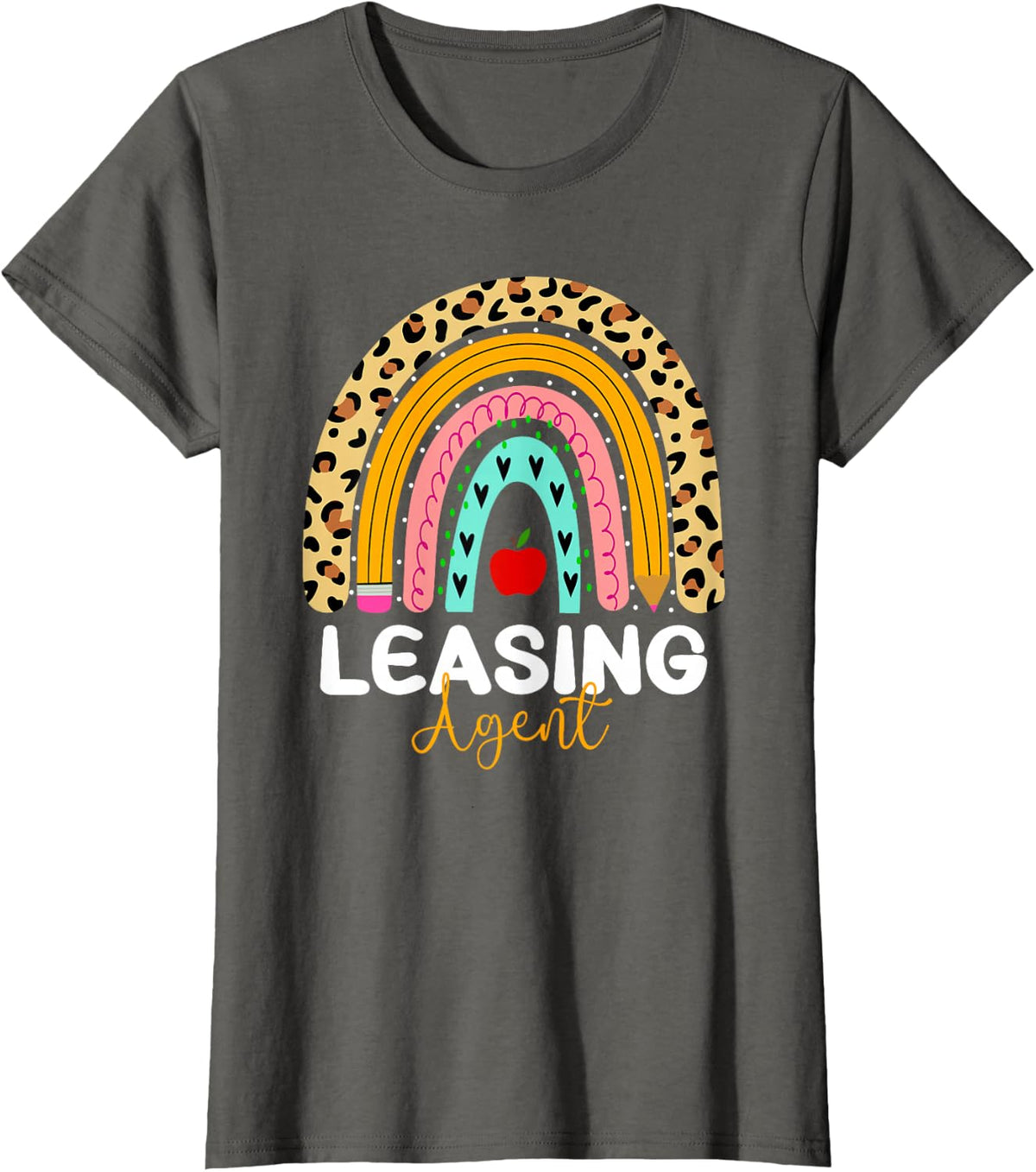 Leasing Agent Leopard Rainbow Real Estate Investor Houses T-Shirt - Asphalt Grey