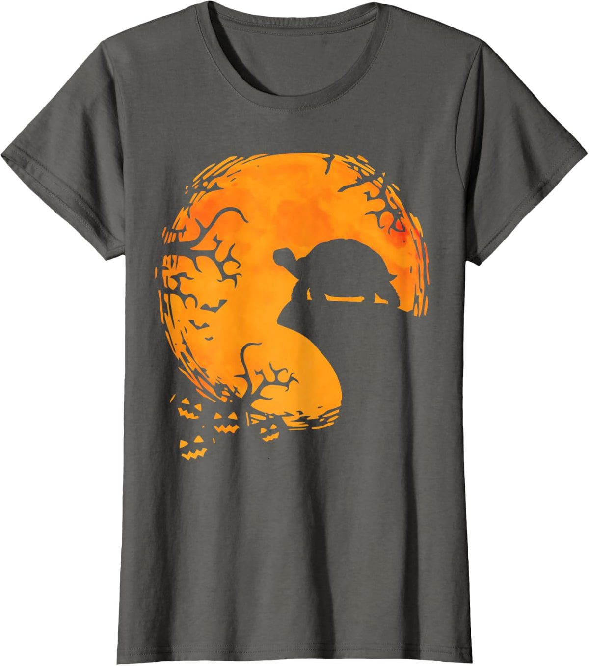Funny Tortoise Halloween Silhouette Spooky Tortoise Lover T-Shirt - Asphalt Grey