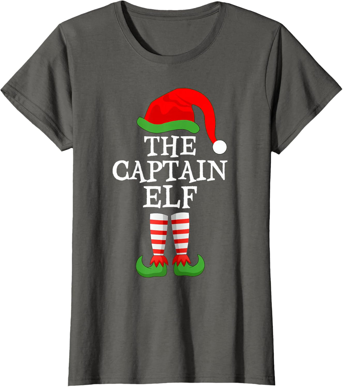 Xmas Holiday Matching Ugly Christmas Sweater The Captain Elf T-Shirt - Asphalt Grey