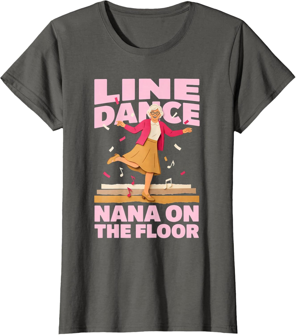 Line Dance Nana Country Dancing Music Dancer Western Boots T-Shirt - Asphalt Grey