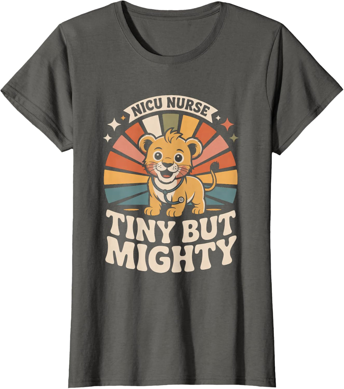 NICU Nurse Tiny But Mighty Neonatal Intensive Care Humor T-Shirt - Asphalt Grey