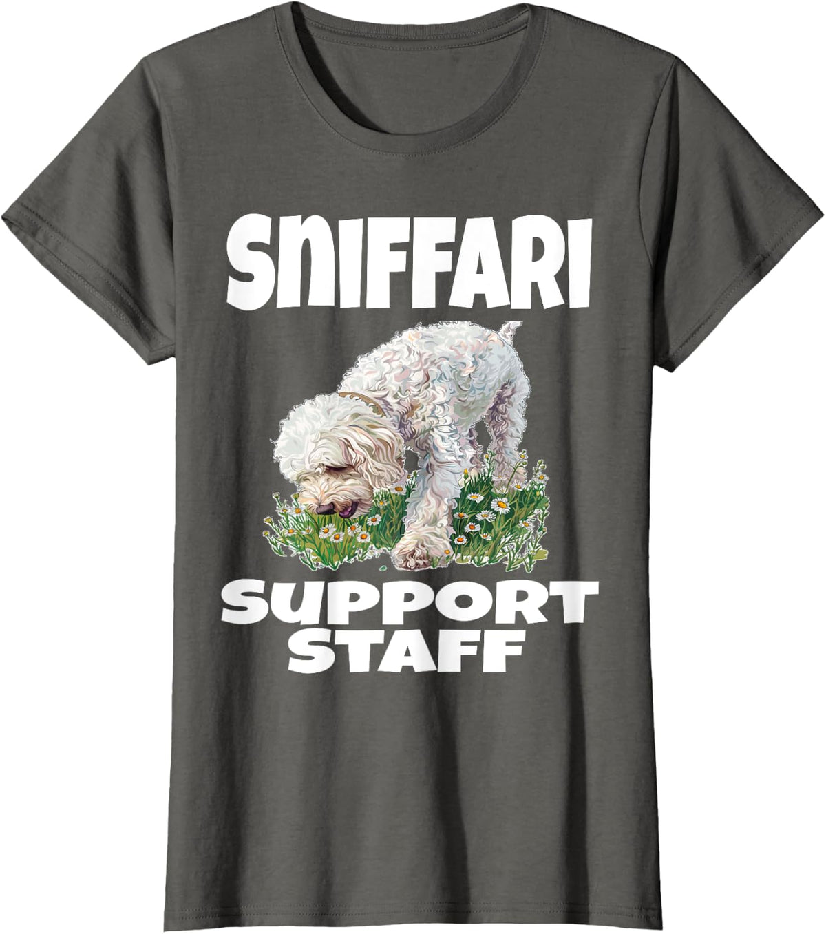 Sniffari Support Staff Funny Labradoodle Dog Lover Puppy Men Women T-Shirt - Asphalt Grey
