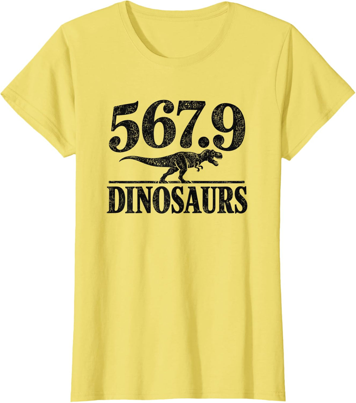 567.9 Dinosaur Library Reading Themed Book Lover Graphic T-Shirt - Lemon Yellow