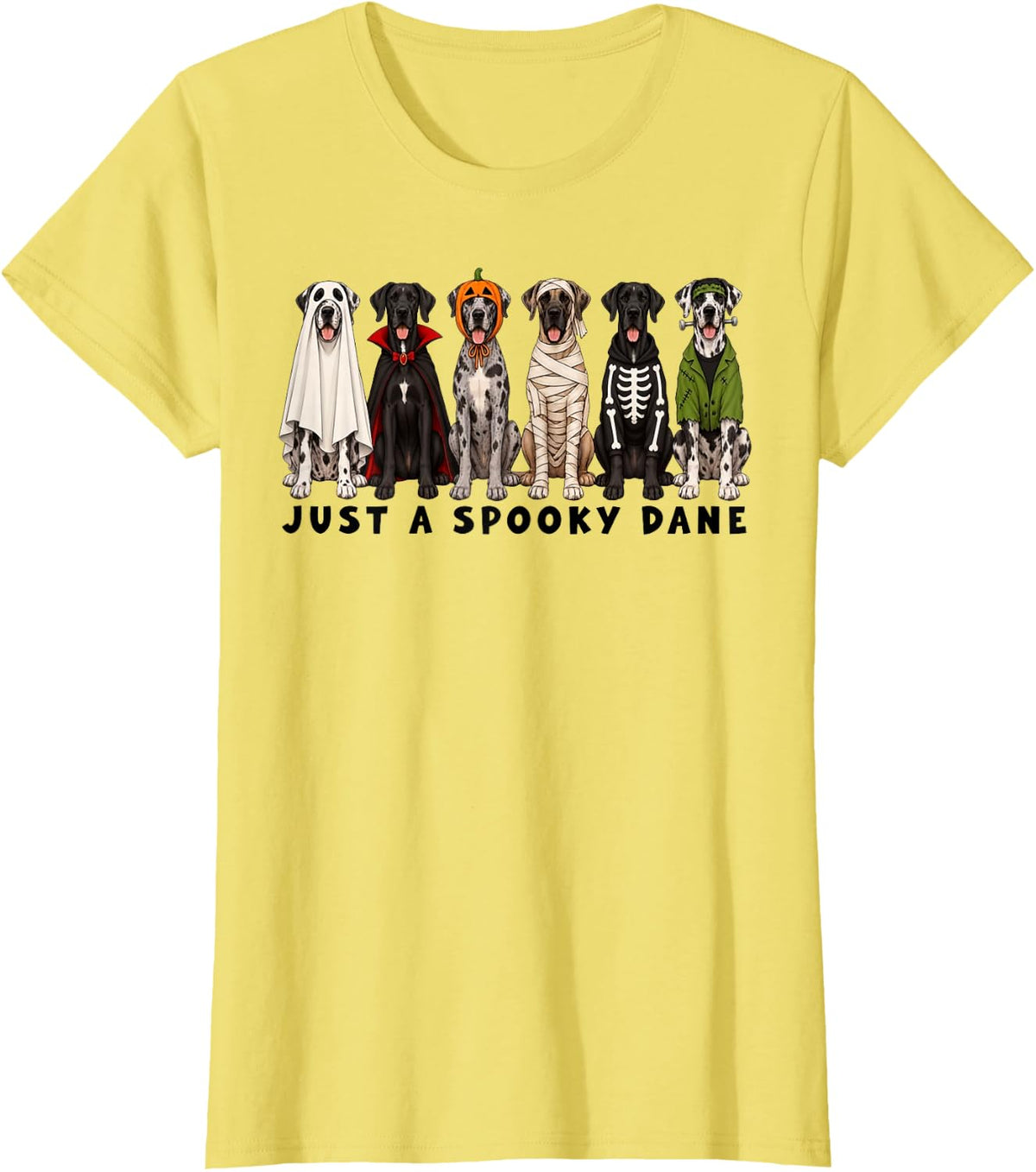 Just A Spooky Dane Great Dane Halloween Costume Dog Lover T-Shirt - Lemon Yellow