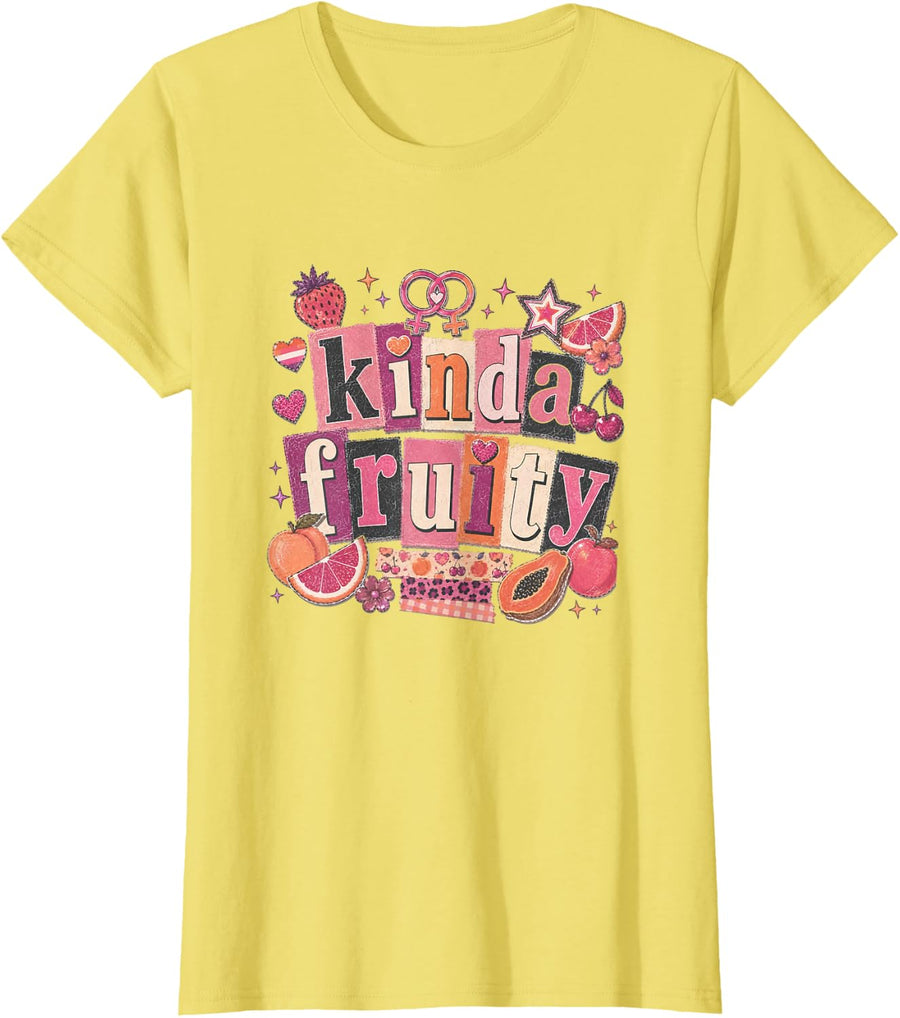 Retro Kinda Fruity Pride LGBTQ+ Happy Pride Month LGBT WLW T-Shirt - Lemon Yellow