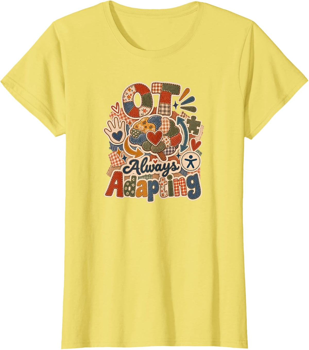 OT Always Adapting Occupational Therapy Design T-Shirt - Lemon Yellow