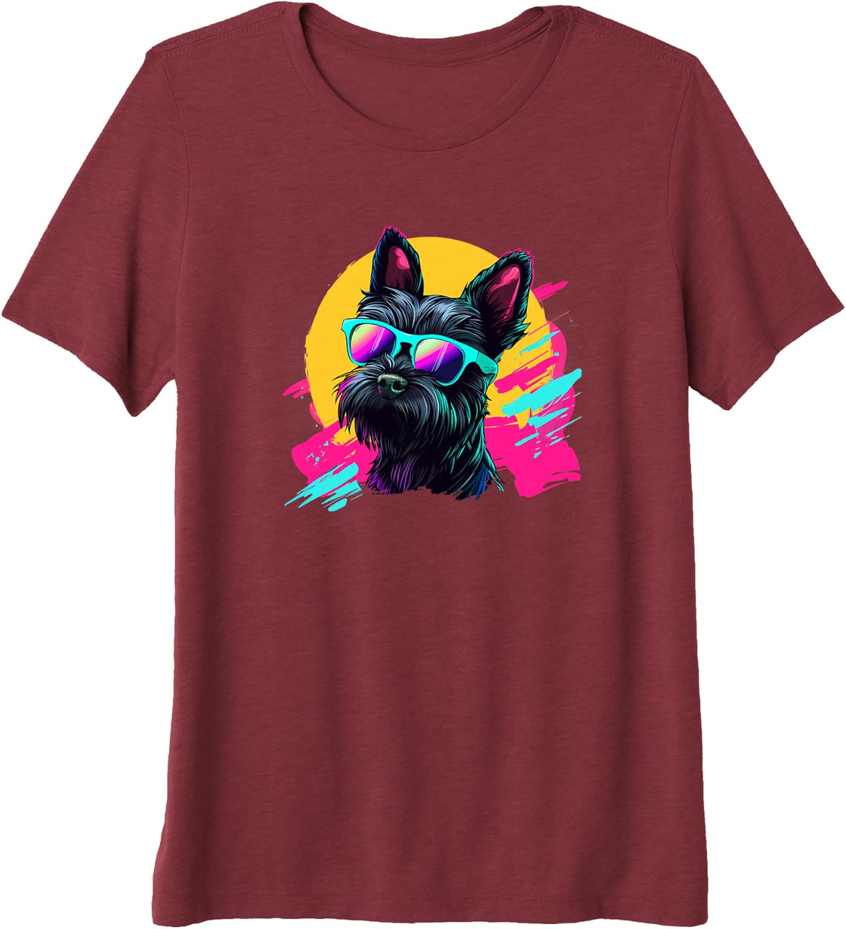 Cute Mens Womens Girls Retro Vintage Scottish Terrier Lover Premium Tri-blend T-Shirt - Burgundy