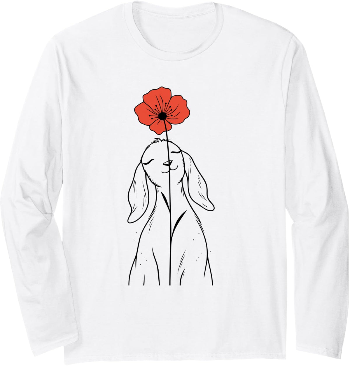 Cute Goat Flower Long Sleeve T-Shirt - Adult Unisex White