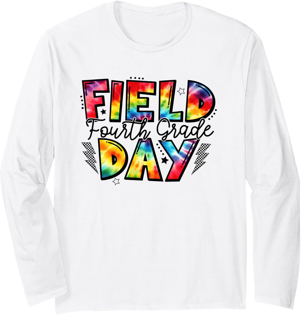 Fourth Grade Field Day Fun Day Tie Dye Student Teacher Long Sleeve T-Shirt - Adult Unisex White